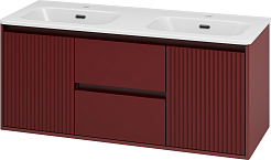 Brevita Мебель для ванной с двойной раковиной Wine 120 подвесная бордовая – фотография-6